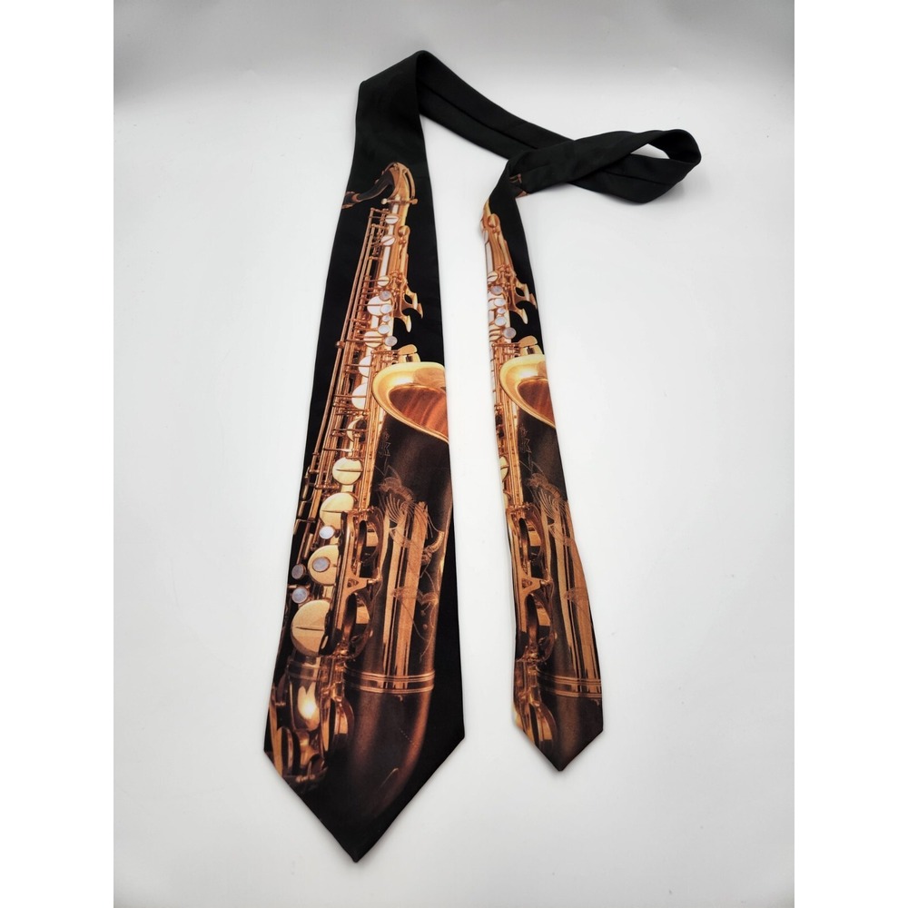 Ralph‎ Marlin Men's Tie Saxophone II 100% Polyester Business Casual Boho